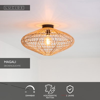 Lucide MAGALI - Deckenleuchte - Ø 56 cm - 1xE27 - Natürlich